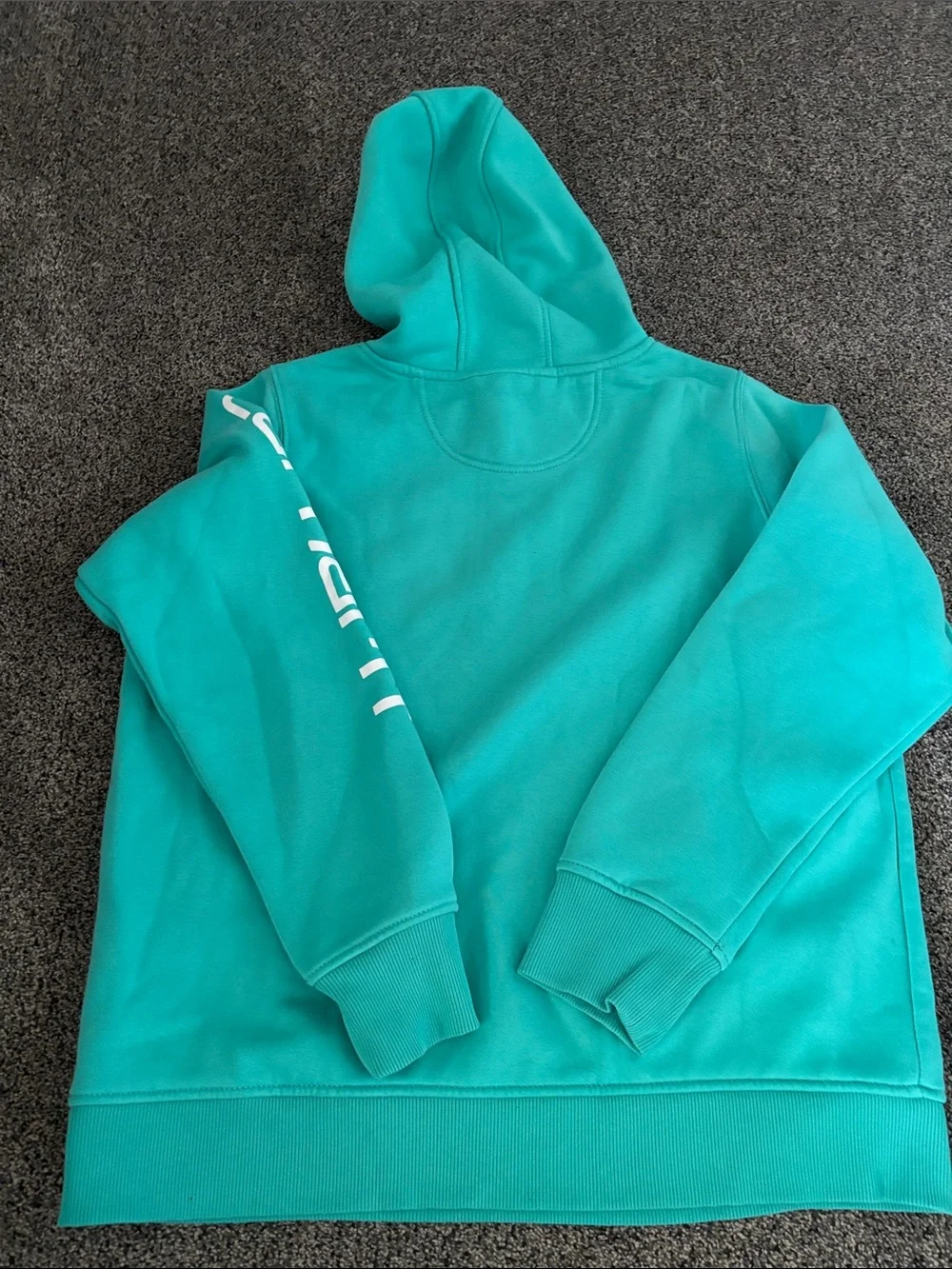 Carhartt Teal Green Pullover Hoodie with Sleeve Script - Picture 6 of 6